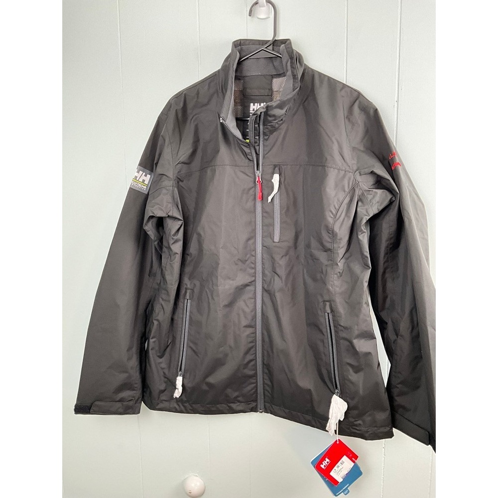 Helly Hansen W Crew Jacket Womens XL Black Helly Tech Waterproof Rain Coat 30297